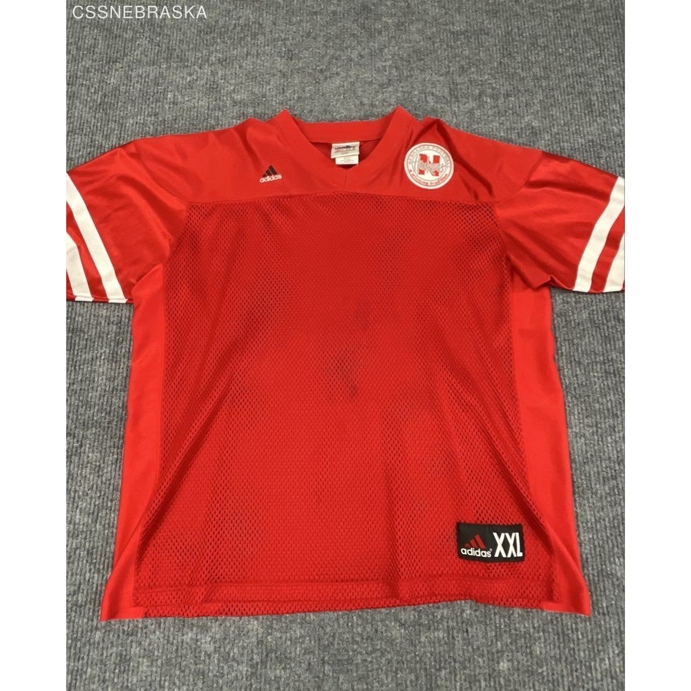 Adidas Red Nebraska Cornhuskers Football Jersey Mesh Blank Practice Vtg - XXL